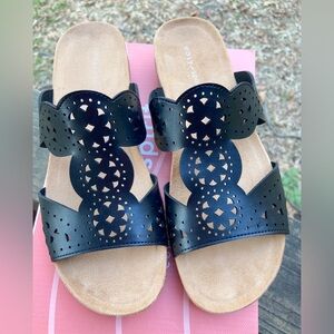 East Spirit Braxton 3 Black Women Sandals with Leather Top and Comfort Soles NIB